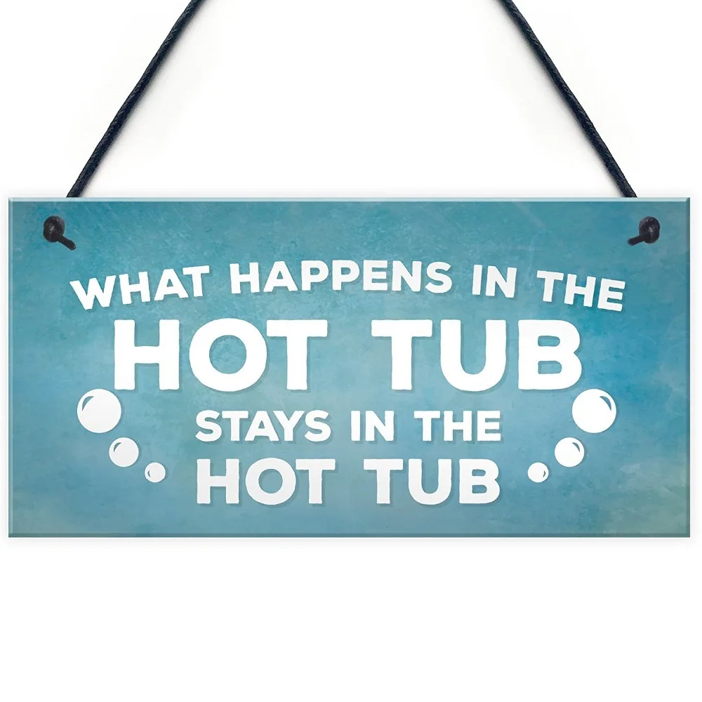 Meijiafei Hot Tub Novelty Funny Garden Hanging Wall Plaque Shed Jaccuzi Home Decor Sign 10&quotx5&quot | Дом и сад
