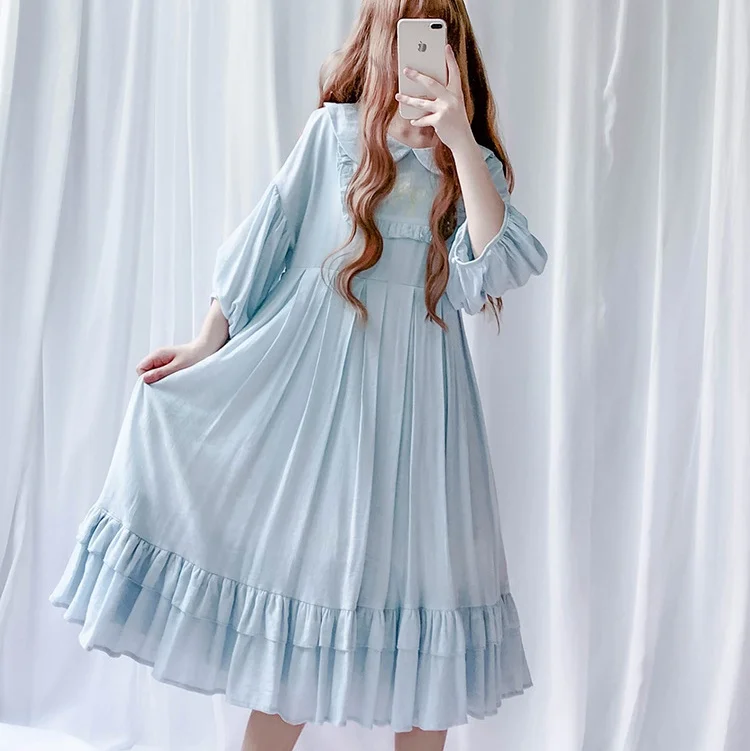 Женское платье с вышивкой Lori Mori Girl свободное пышными рукавами для отдыха
