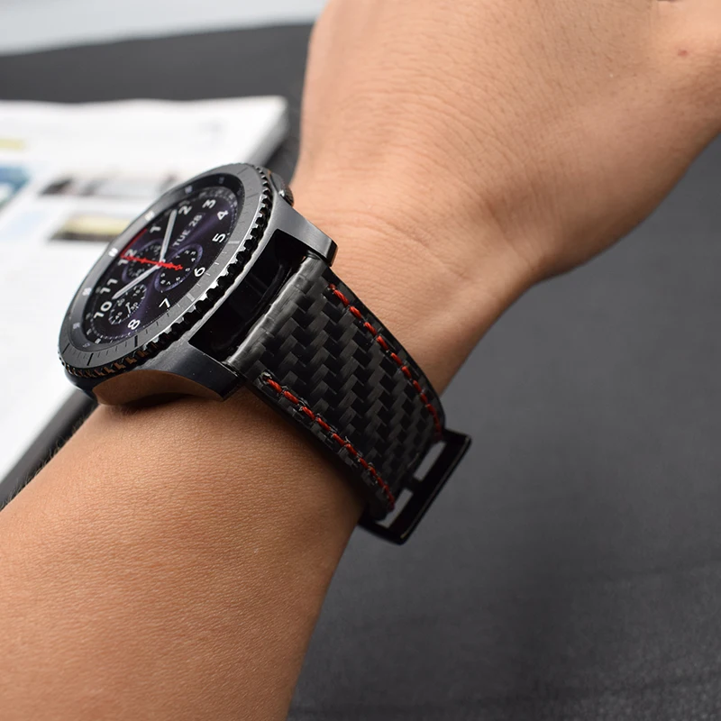 Новейший ремешок из настоящего углеродного волокна для Galaxy Watch 42 мм 46 мм gear S3 классические часы браслет huawei 2 Pro huami amazfit полосы