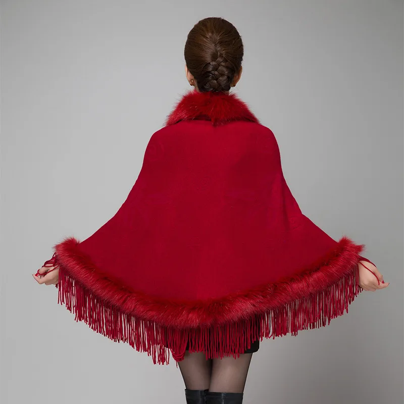 Новинка 2017 вязаный кардиган с кисточками шаль имитация лисьего меха женский