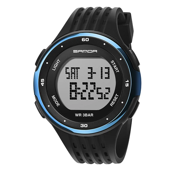 black blue SANDA 338 Fashion Sport Watch Women Electronic LED Digital Watch Waterproof Ladies Wrist watches montre femme relogio feminino - Цвет: black blue
