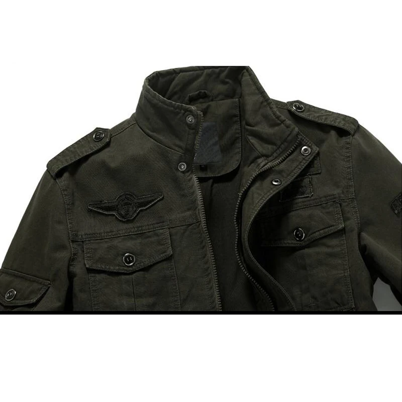 Мужская хлопковая джинсовая куртка зеленая в стиле милитари летная верхняя