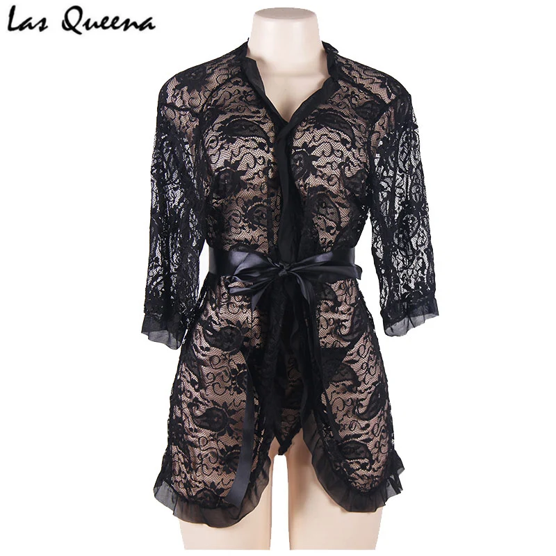 Прозрачное кимоно Сексуальное белье для женщин с половинными рукавами