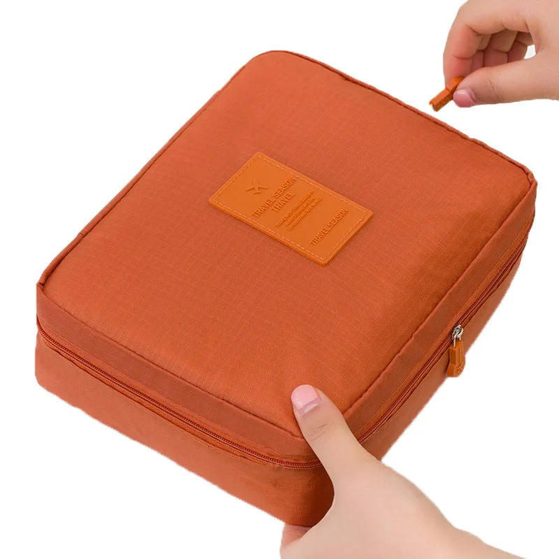 Orange Женская сумка-косметичка Neceser, сумка-косметичка, сумка-Органайзер для макияжа, косметичка, сумка для хранения косметики, нейлоновая сумка для путешествий с цветочным принтом - Цвет: Orange