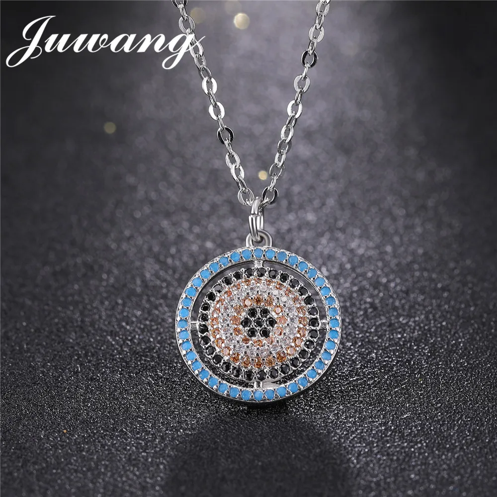 JUWANG круглый Турецкий Дурной глаз кулон ожерелье для женщин золотой цвет цепочка
