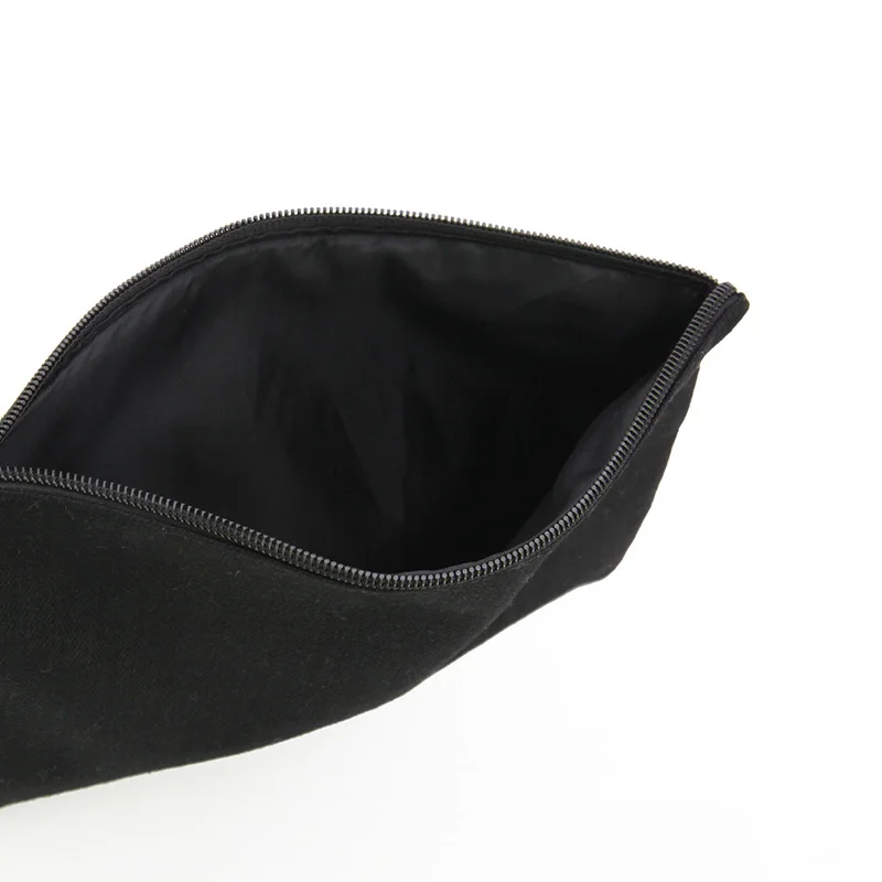 

OIVEFEET LG1117C 100pcs Plain Black Cotton Canvas Cosmetic Bag Makeup Zipper Pouch Custom Size Logo Print Accept