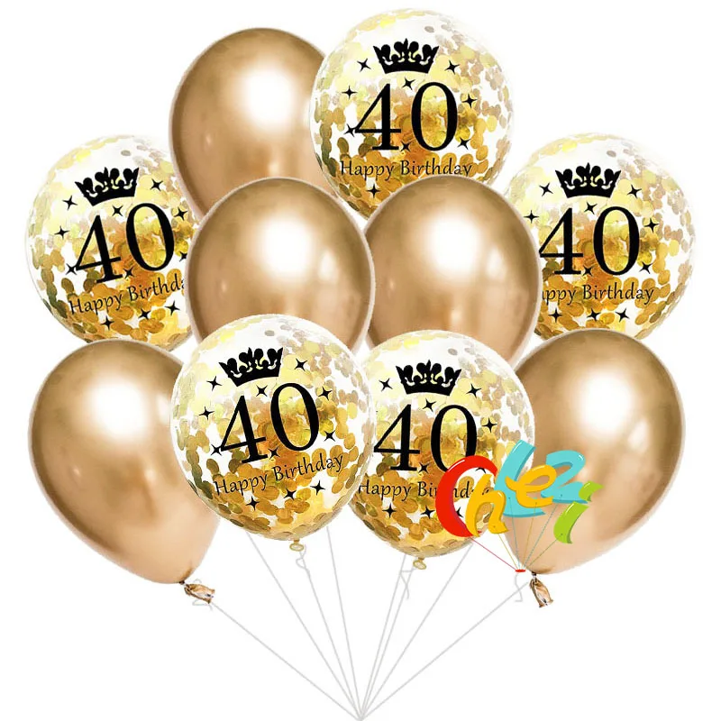 10 шт./лот 12 дюймовый шар с днем рождения 18 21 30 40 50 60 лет хромированные