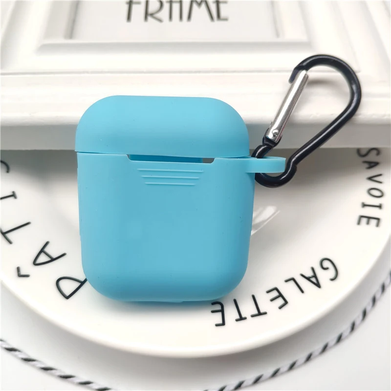 Синий Ударопрочный чехол для AirPods, чехол для наушников, яркий цветной силиконовый чехол из ТПУ с Bluetooth для наушников, защитный чехол для Apple Airpods - Цвет: Синий
