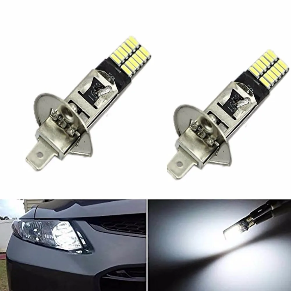 Супер яркие 6500K 24 SMD 4014 2x H1 светодиодные Сменные лампы для автомобильных