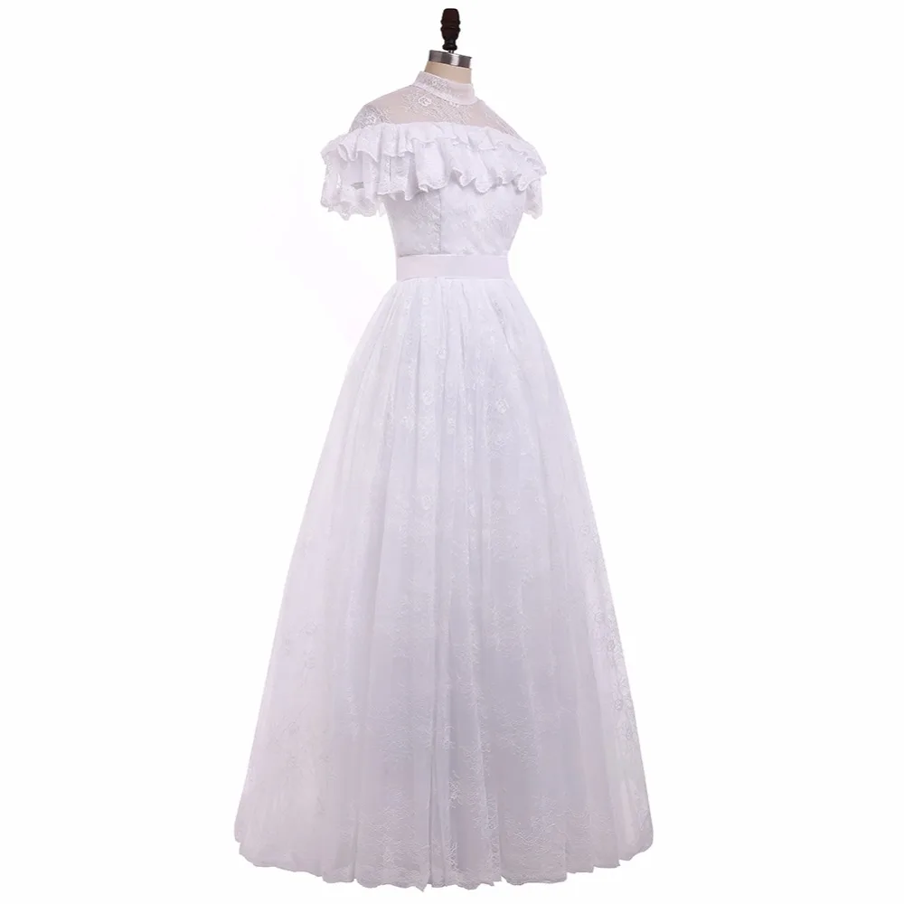 YUNUO новый стиль женские винтажные кружевные белые свадебные платья 2021 Vestido De Noiva с