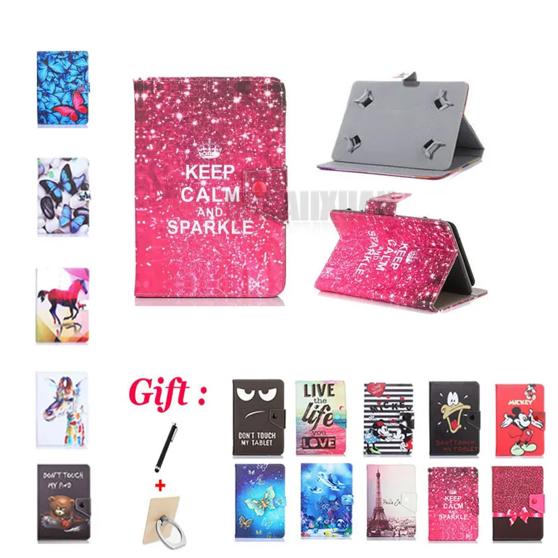 Универсальный чехол подставка с 8 дюймовым принтом из искусственной кожи