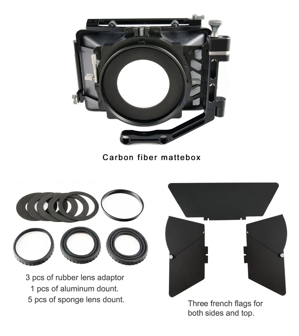 CAME-TV DSLR Rigs Carbon Fiber 4X4 Matte Box MB-02 Mattebox 15 мм для 5D/7D/GH3 | Электроника