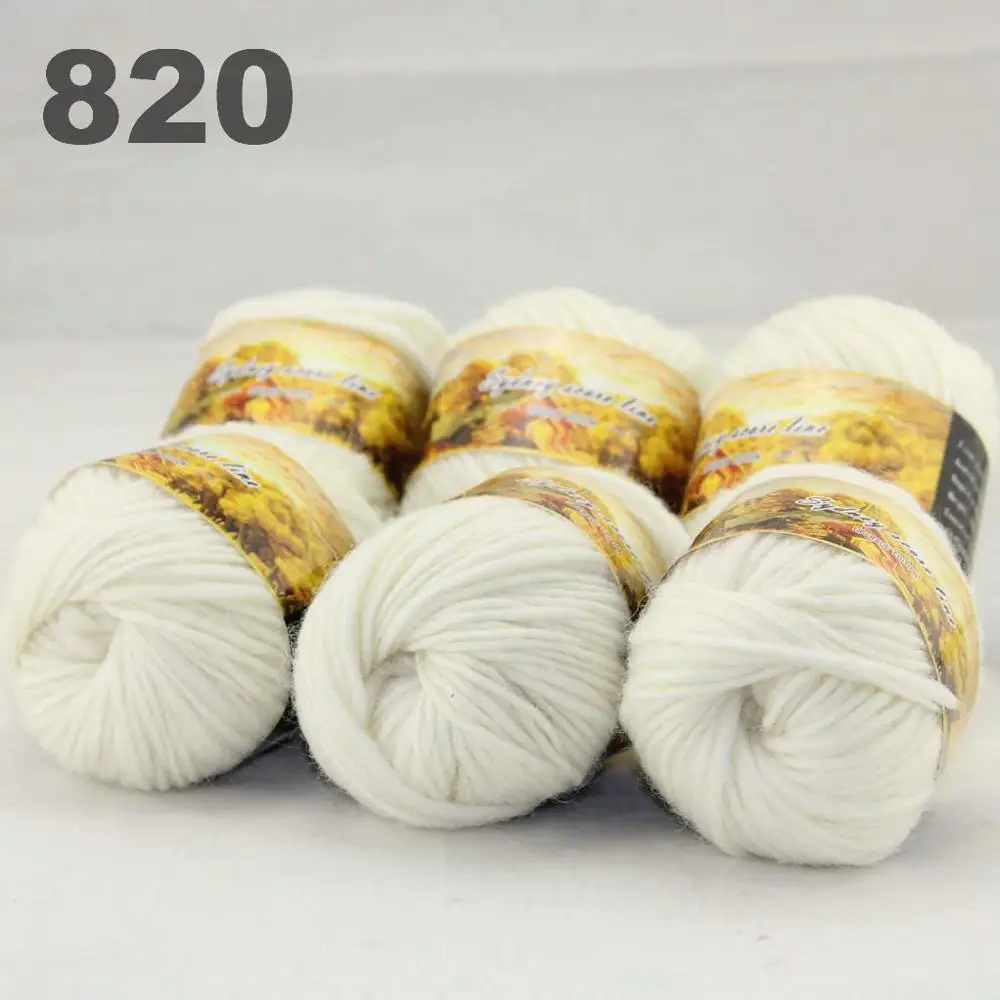820 White 6x50gr Skeins новая массивная ручная крупная вязка забивает шерстяную пряжу 522-пряжа - Цвет: 820 White