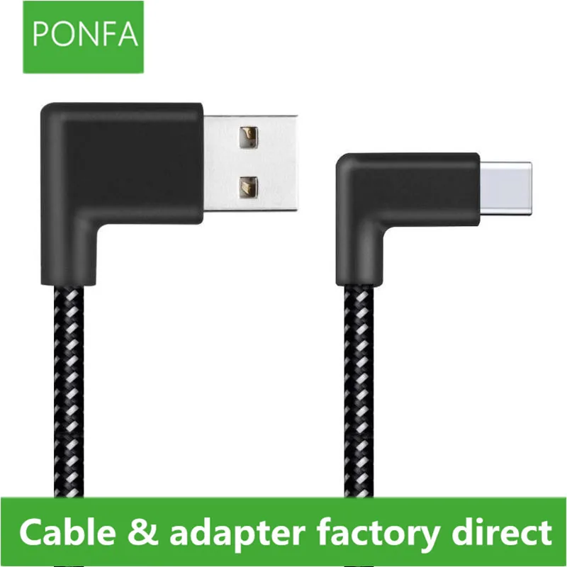 Нейлоновый плетеный кабель Type C разъем 90 градусов USB 0 2 для всех устройств типа м/1