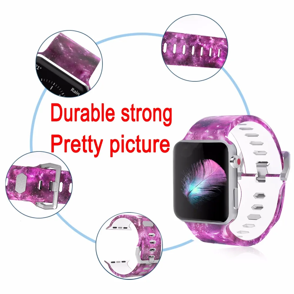 Ремешок для наручных часов Apple Watch Series 5/4/3/2/1, с мультипликационным принтом «сделай сам» замена силиконовый спортивный ремешок на запястье с ремешком для наручных часов iwatch 38 мм 42 мм