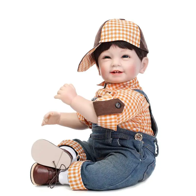 

NPK Bebe reborn 22" soft silicone reborn baby dolls toys creative children gift toy doll fake baby boy silicone doll menino