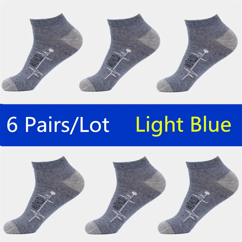 WZ006-Light blue-6pa 6 пара/лот, низкая цена, мужские носки, классический бизнес бренд, Calcetines Hombre, носки для мужчин, высокое качество, дышащие хлопковые Повседневные носки - Цвет: WZ006-Light blue-6pa