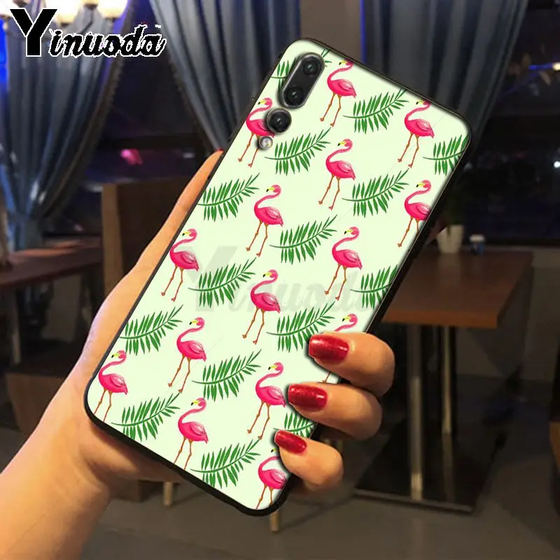Yinuoda цветной Фламинго Красная Птица ТПУ мягкий силиконовый черный чехол для