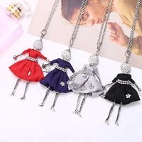 hocole long doll necklace for women red dress design alloy rhinestone pendants necklaces fashion jewelry girl gifts accessories