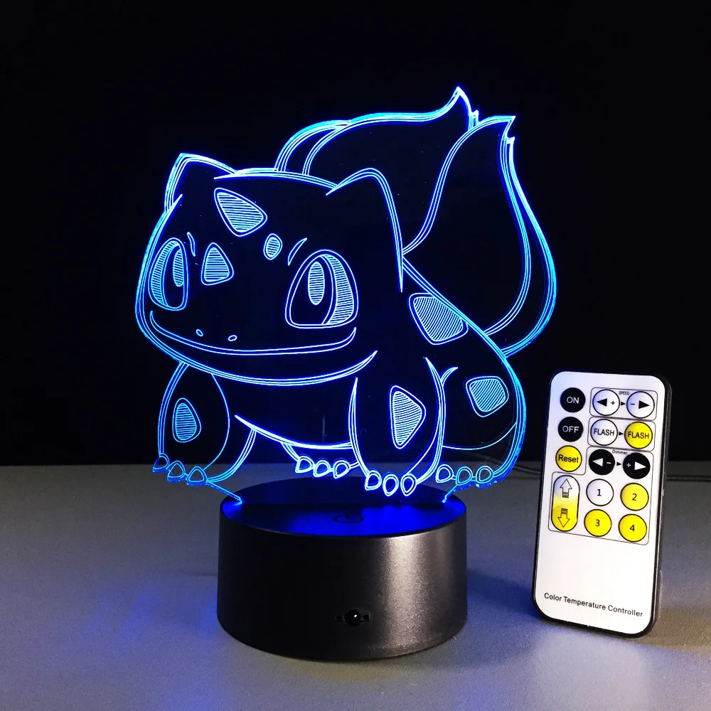 Bulbasaur 3D RGB лампа с изображением покемонов Go визуальная иллюзия светодиодный