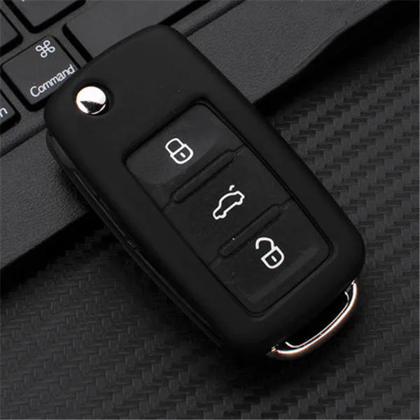 Мягкий защитный чехол-книжка для ключей из ТПУ для VW volkwgen Polo Tiguan Bora Passat Golf 6 Lavida Scirocco Jetta Touran - Название цвета: Черный