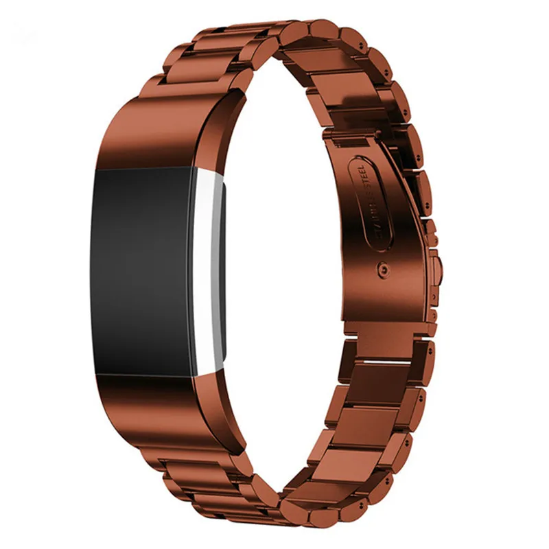 Кофейные часы из нержавеющей стали ремешок для Fit bit Charge 2 Смарт-часы браслет с