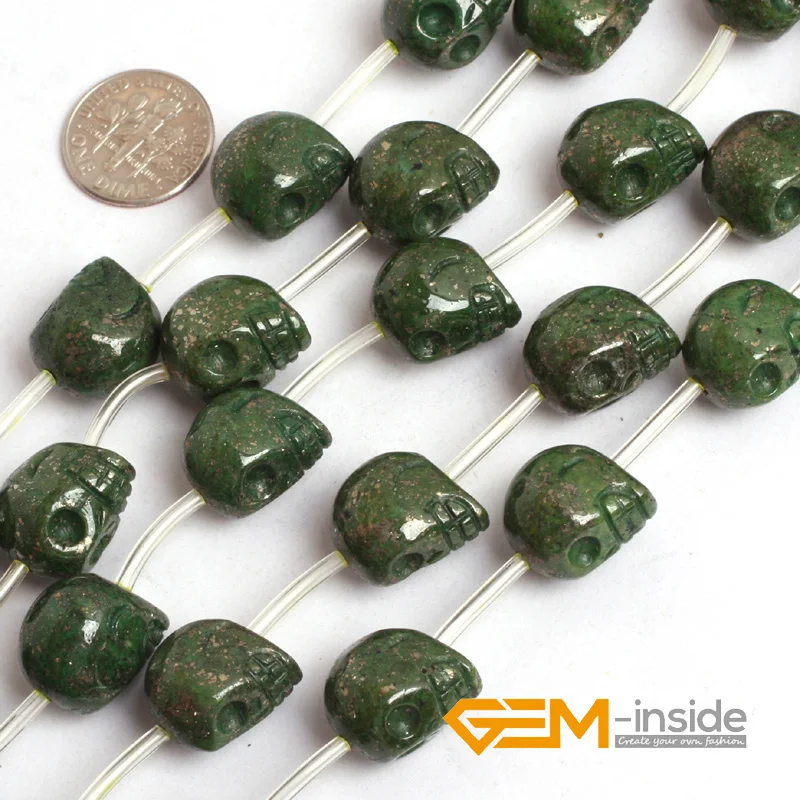 Зеленый пиритовый крашеный цвет резные череп бусины для Паракорда DIY россыпью