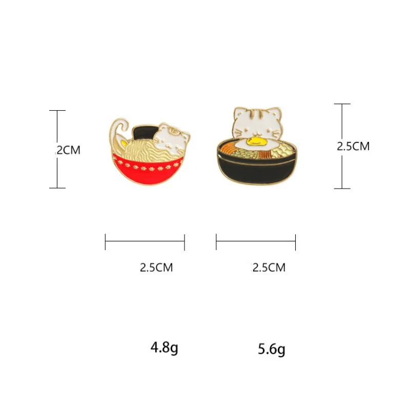 Корейский милый кот Ramen Bibimbap Броши для женщин забавные животные эмалированные булавки ювелирные изделия одежда рюкзак с нашивками аксессуары безделушки