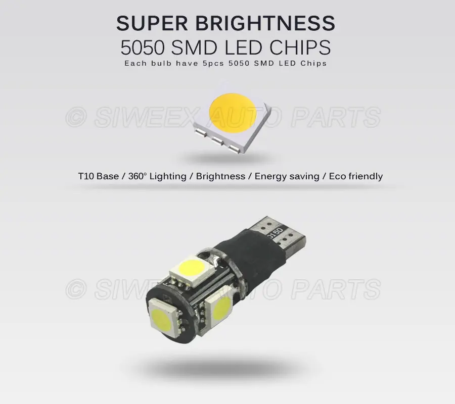 4 шт. Автомобильные светодиодные лампы T10 W5W 194 5 SMD 5050 | Автомобили и мотоциклы