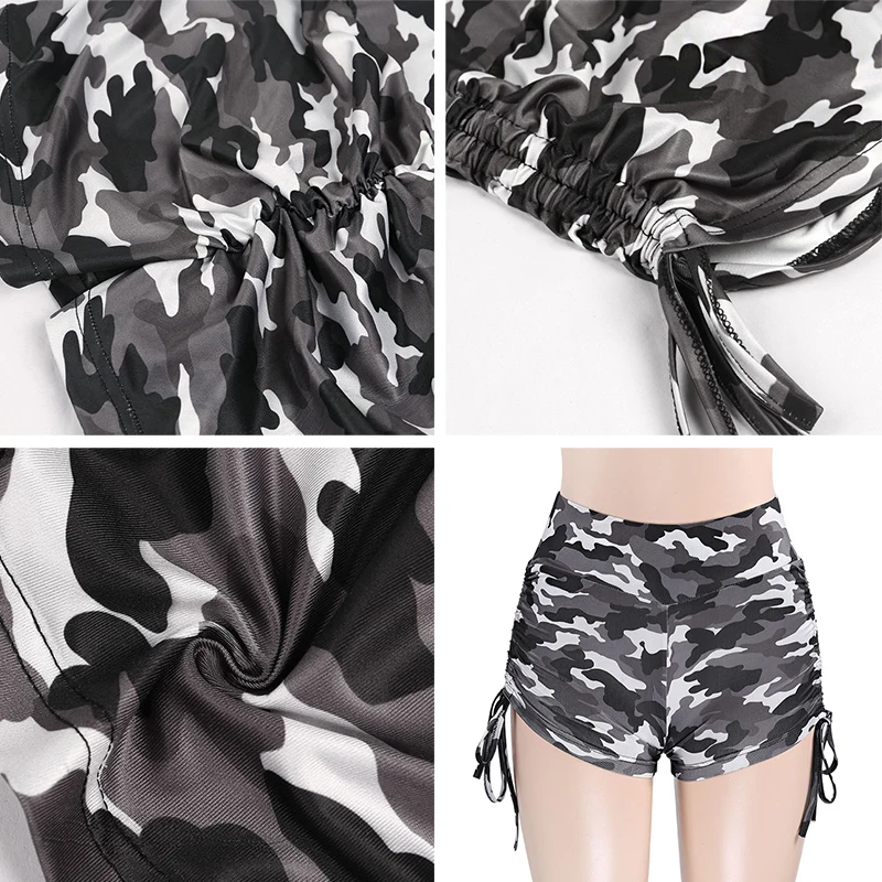 Женские камуфляжные шорты CHRLEISURE тренировочные с высокой талией и принтом в виде
