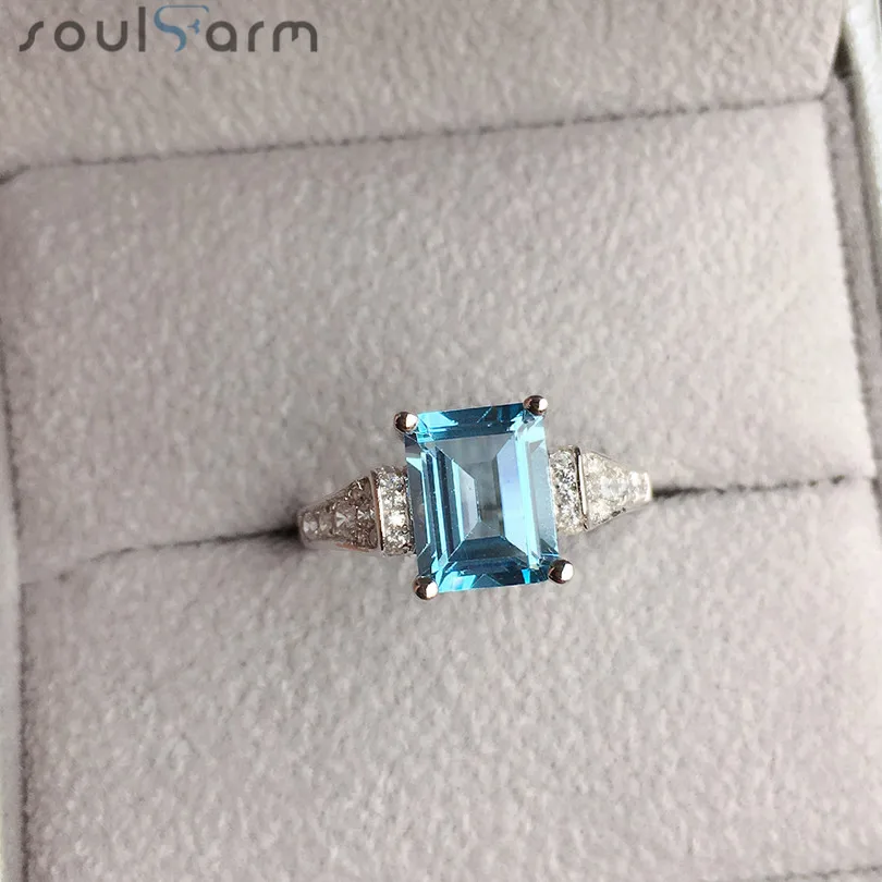 2.8ct Природный Голубой топаз свадебное Кольца или Для женщин 925