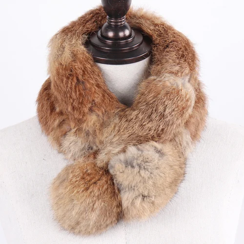 rabbit yellow New Lady Real Natural Rabbit Fur Scarf Women Winter Fashion Knitted Rabbit Fur Muffler Natural Soft Warm Real Rabbit Fur Scarves - Цвет: rabbit yellow