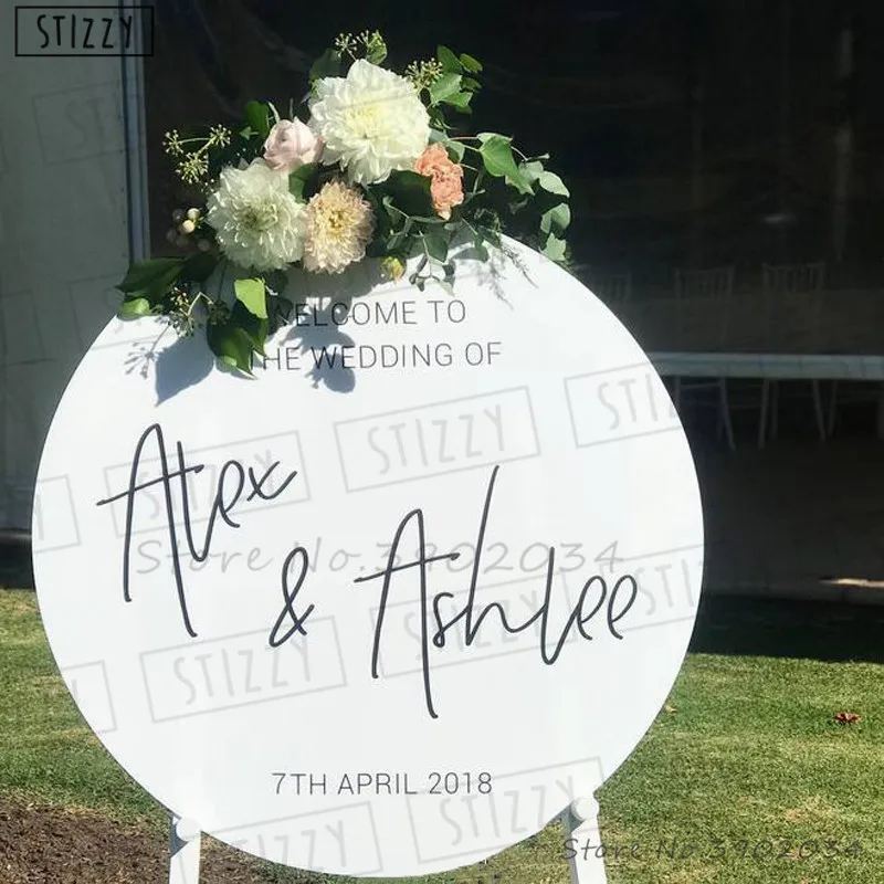 Настенная Наклейка stizzy простая Персонализированная Свадебная приветственная