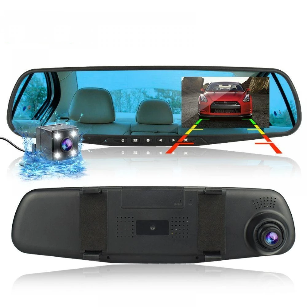 4 3 &quotАвтомобильный видеорегистратор Зеркало 1080P Full HD двойной объектив камера