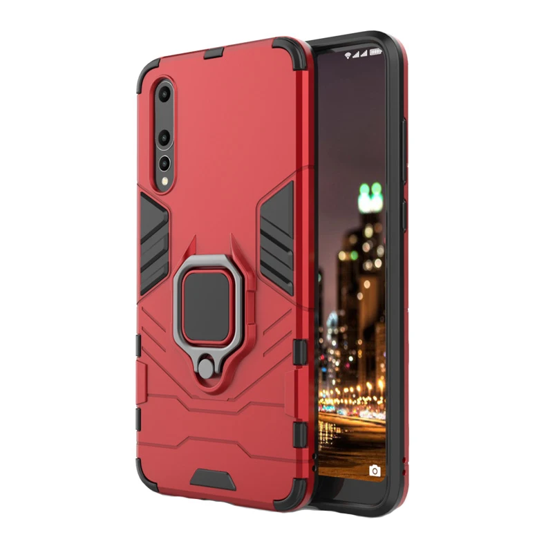 Red Чехол-подставка с металлическим кольцом для XiaoMi Mi 9 Mi 8 Lite, Жесткий Чехол для XiaoMi Pocophone F1 RedMi Note 7, чехол для Mi Mix 2S Mi 9 8 SE - Цвет: Red