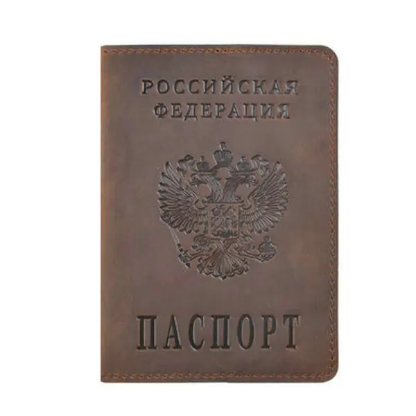 brown passportholder GENODERN, Обложка для паспорта России, кошелек для путешествий, натуральная кожа Crazy Horse, Обложка для паспорта для мужчин и женщин, Обложка для паспорта, чехол - Цвет: brown passportholder