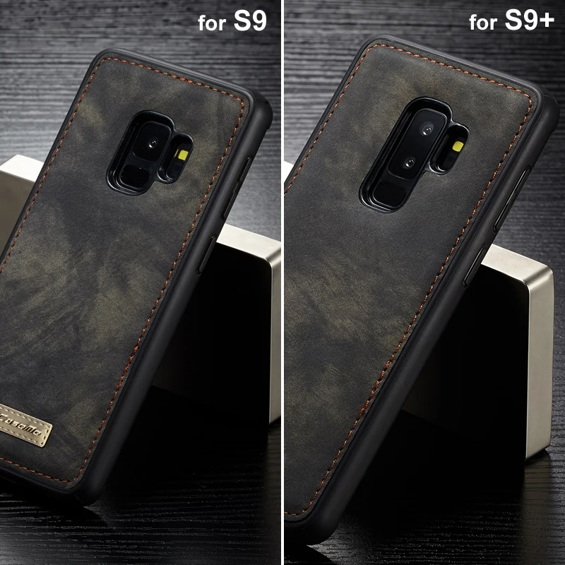 Роскошный Магнитный кожаный чехол 2 в 1 для Samsung Galaxy S9 plus раскладной кошелек на