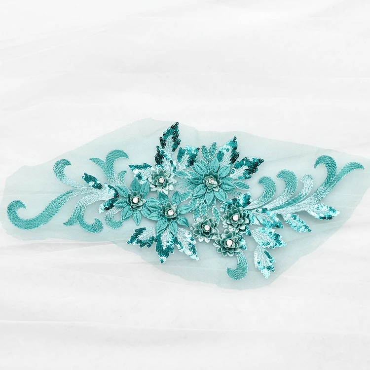10 цветная вышивка цветок 3D блестки бисером кружева патч свадебное платье костюмы DIY кружевная ткань с аппликацией аксессуары для одежды