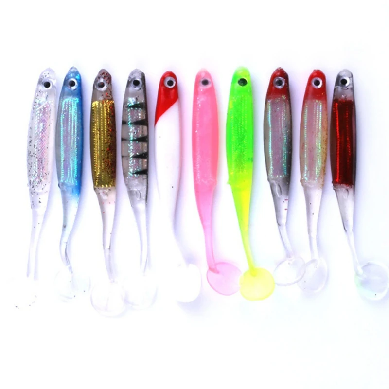 

10PCS/Bag new Soft Lure Pesca Artificial Fishing Lure 52g Japan Shad Lure Worm Fishing Silicone Rubber T Tail Soft Fake Lure Set