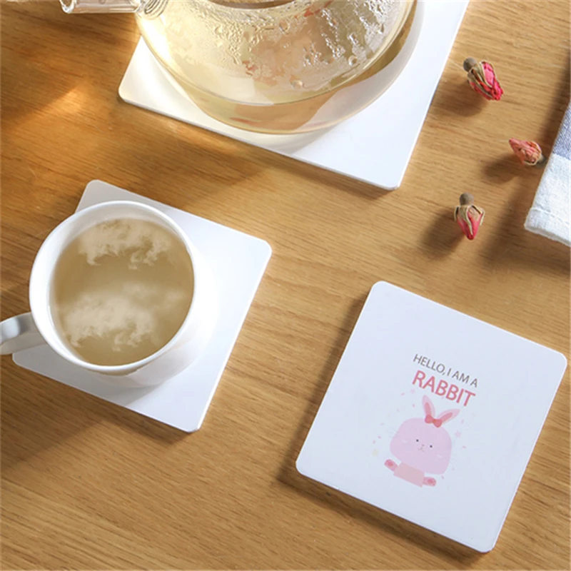 Cute Cartoon Animal Wooden Plastic Cup Coasters Coffee Mug Kitchen Table Mats Supplies Small Size 9.5*9.5cm|Коврики и подложки| |