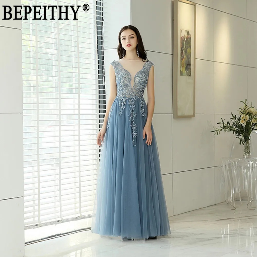 BEPEITHY Vestido De Festa новый дизайн Длинные вечерние платья с вырезом лодочкой рукавами