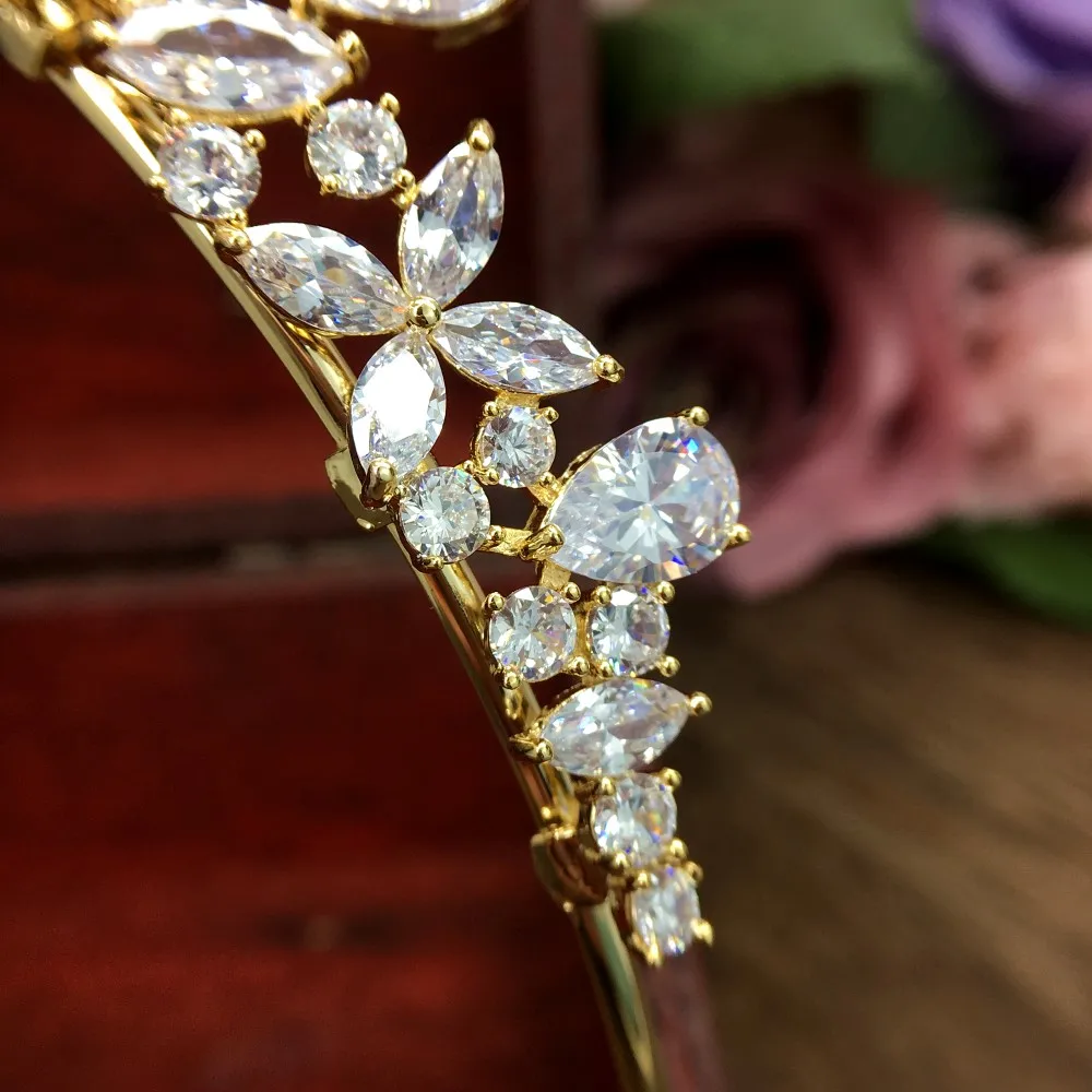 Золотая полностью кубическая циркониевая Корона из циркония CZ Diadema Coroa De Novia Свадебные аксессуары для волос ювелирные изделия Bijoux chevex WIGO1028