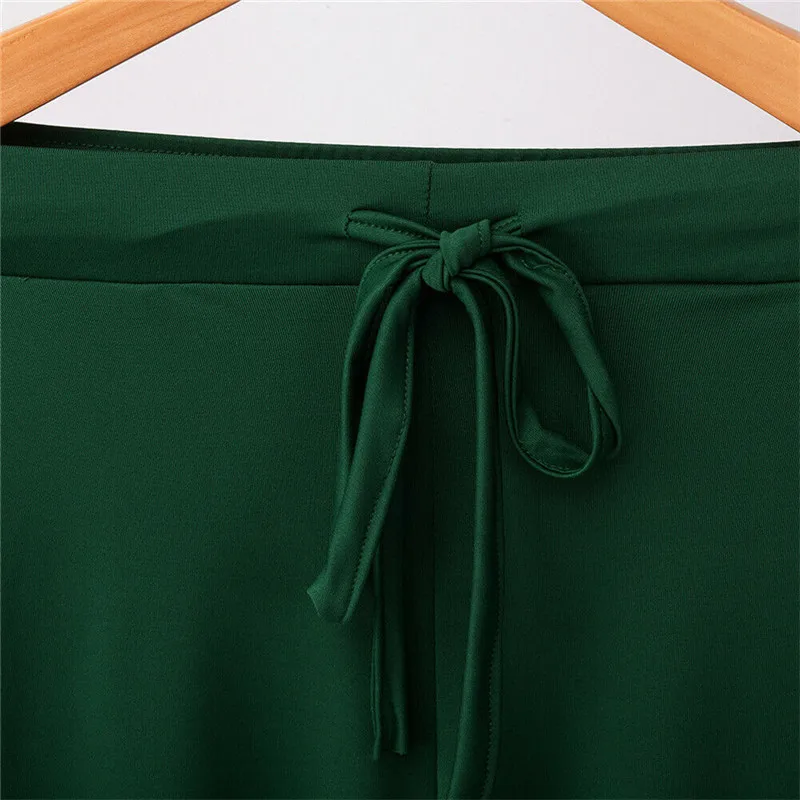 

Fashion Women High Waist Casual Pants Ladies Lace-up Long Loose Pants Bandage Elastic Solid Color Trousers 2019 Casual Trousers