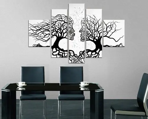 

Art Hand Painted Mordern Oil Paintings Wall Art Red Kiss Tree Human Body Abstract Home Landscape Home Decor on Canvas