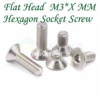 10pcs yt813 304 stainless steel hexagon socket screw inside hexagonal bolt m3 xmm free shipping flat headflush bolt