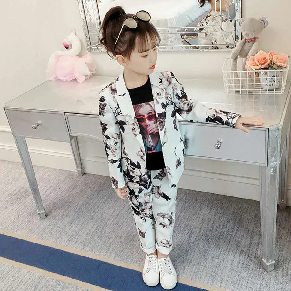 Комплект одежды из 2 предметов для маленьких девочек топ с цветочным принтом и