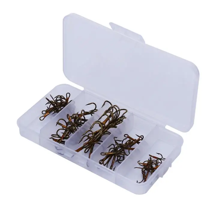50 шт./кор. высокоуглеродистой стали рыболовные заостренные крючки колючая тройной крючок Размер 2#4#6#8#10# рыболовные Крючки Аксессуары - Цвет: Коричневый