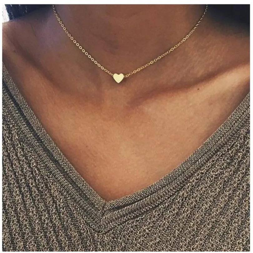 AMADER 2019 Новый Золотой посеребренный маленький Сердце ожерелье s Bijoux для женщин