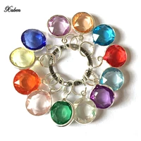 sale 10mm round charms 12 color birthday stone crystal necklace pendant pingente colar new 12pcset