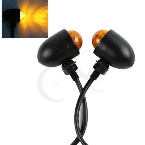 

2Pcs Black Metal LED Bullet Round Turn Signal for Harley Softail Dyna Sportster Cruiser Chopper Custom Bikes